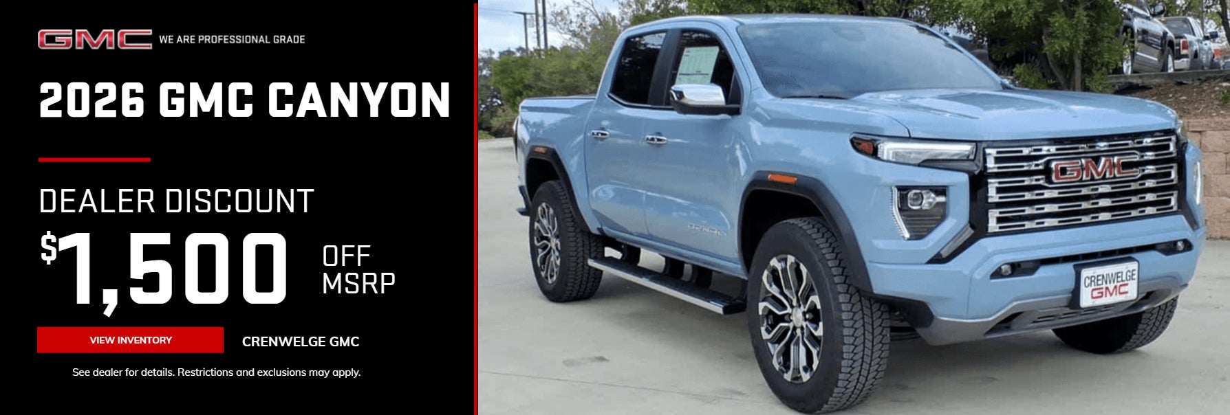 2026 GMC CANYON $1,500 OFF MSRP 