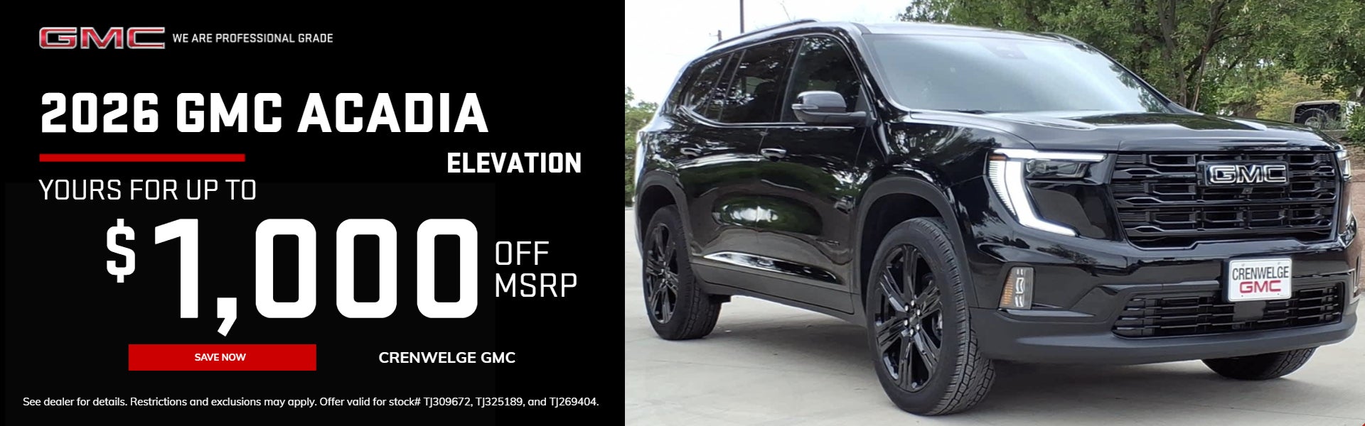 2026 GMC ACADIA $1000 OFF MSRP